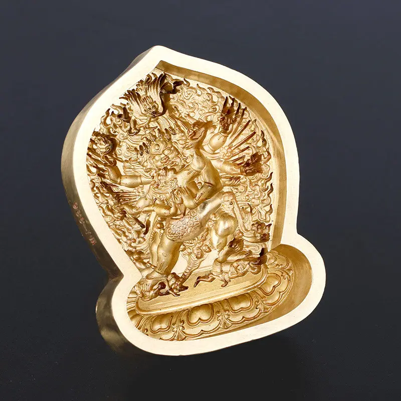 Brass Vajrakilaya and Hayagriva Tsa Tsa Molds Hand Polished Buddhist Tools for Clay Sculpture, Religious Handicraft Accessory