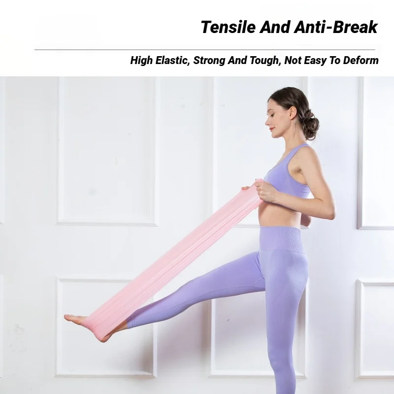 شريط مقاومة محمول لليوغا والبيلاتس، طويل، لتدريبات التمدد والقوة المنزلية، مرن، حزام تمارين رياضي - 3