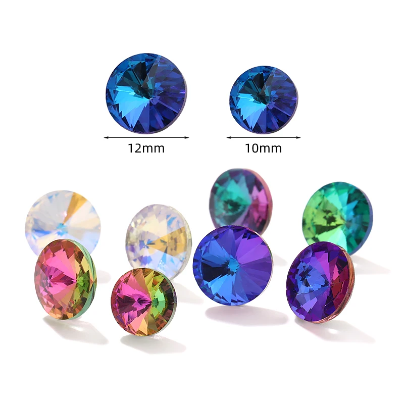 Round Rhinestones Stones Glass Rivoli Crystals Shiny Diamonds Clothes Accessories Pointback Rhinestones Gemstones Decoration