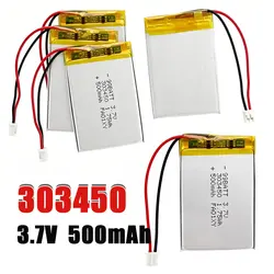 Lipo 3.7V 303450 Li-polymer Battery 500mAh Li Po Lithium Batteries Rechargeable Li-ion Cell for DVD Driving Recorder GPD Monitor