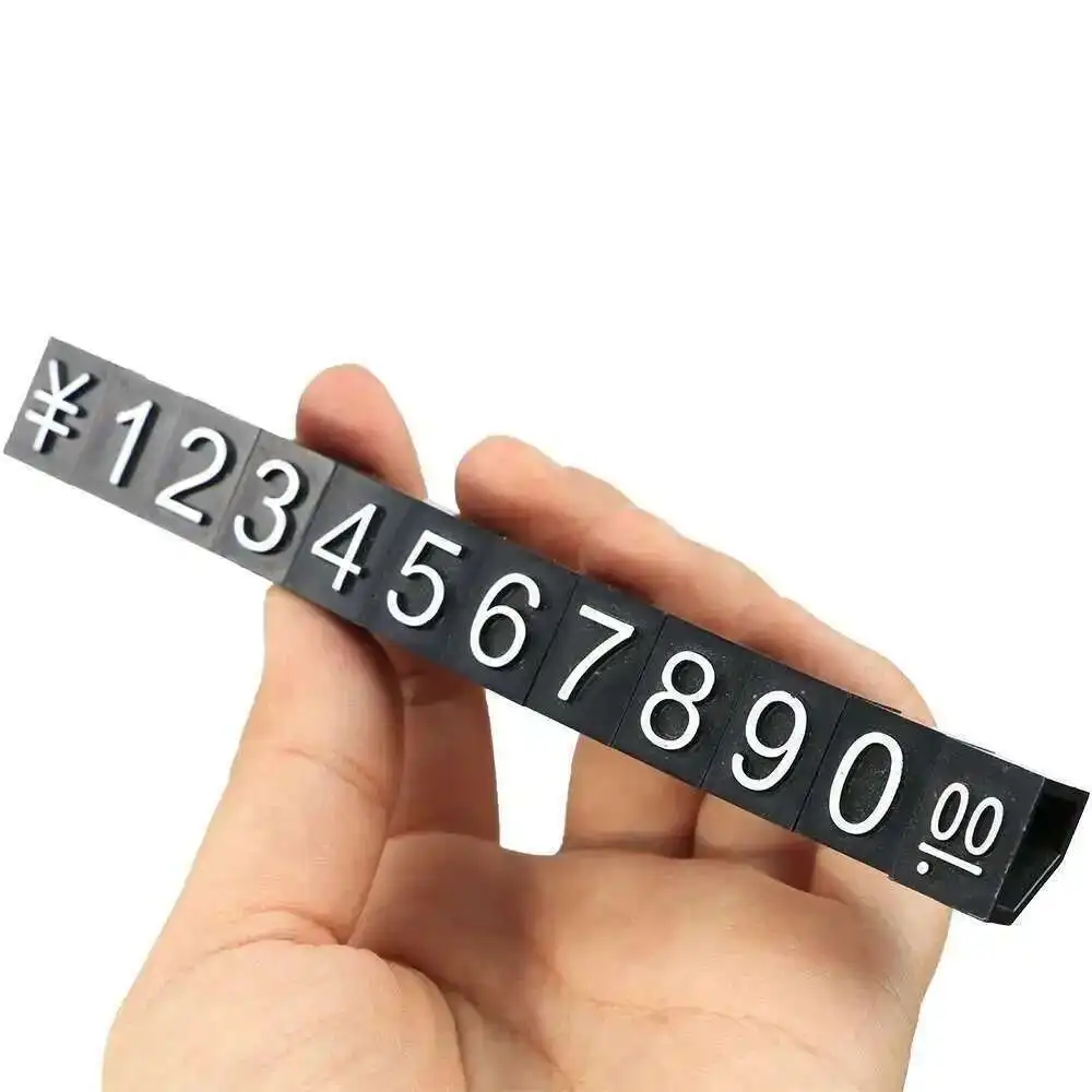 50pcs Plastic Large Combined Rmb Number Digit Cubes Stick Clothes Phone Jewelry Showcase Shelf Top Price Sign Label Tag Stand