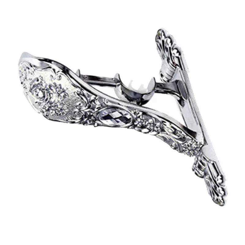 Double Curtain Rod Brackets Alloy Luxury Euro Flower Design Window Fixing Curtains Metal Carve Bracket Holder For Pole Rods