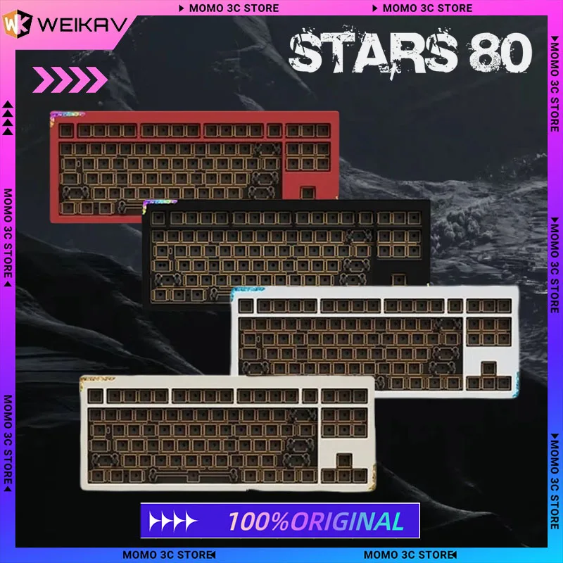 

Weikav Stars80 Беспроводная механическая клавиатура из алюминиевого сплава, три режима, горячая переключение RGB, персонализированная игровая клавиатура для ПК, геймерский ноутбук