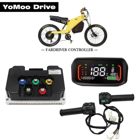 FarDriver ND72340 72V DC 120A Phase 340A 2-3KW BLDC PMSM Sine Wave Controller with N7 Display T08 Throttle  For E-bike E-Scooter