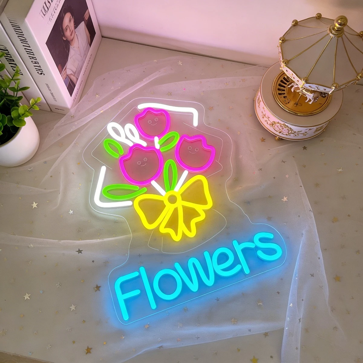 

Неоновая вывеска «Улыбающиеся цветы» с LED-подсветкой, USB, регулируемая, для спальни, гостиной, магазина подарков, с цветочным мотивом, уютный декор для дома