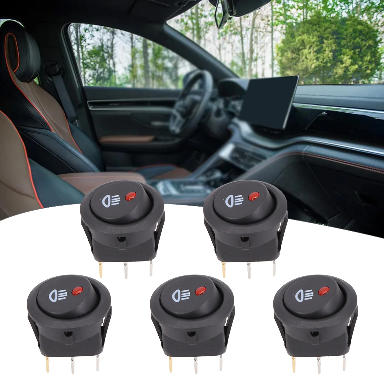 

DC 12V 20A On Off Rocker Switch Unit with Red LED Fog Light Symbol Suitable for Car Van and Truck Installations