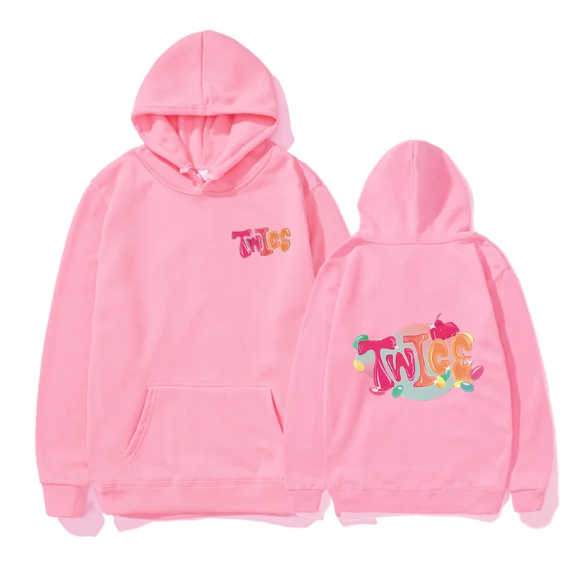 

Twice Letter Print Zipper Sweater Oversize Retro Y2k Couple Harajuku Elegant Large Full Women Funny Cute Girls Chic Hoodie