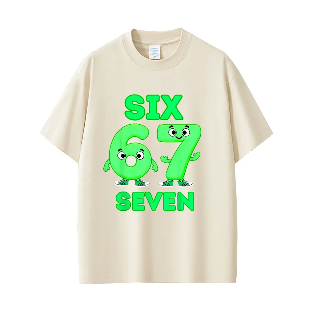 Funny Italian Brainrot Six Seven 67 Green Number Graphic T-shirt Men Women Casual Oversized Short Sleeve T Shirt Male Streetwear