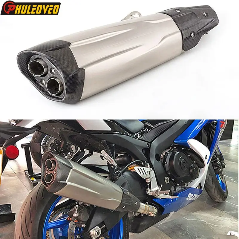 Inlet 51mm Universal Motorcycle Exhaust Muffler Escape Moto Large Dsplacement for S1000RR F750GS F850GS R1200GS ZX-10R TMAX530