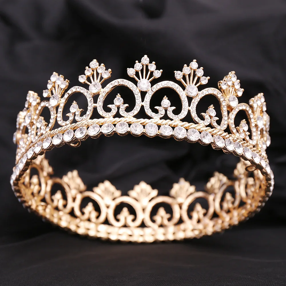 Royal King Crown for Men/Women- Metal Prince Crowns and Tiaras, Full Round Birthday Party Crown