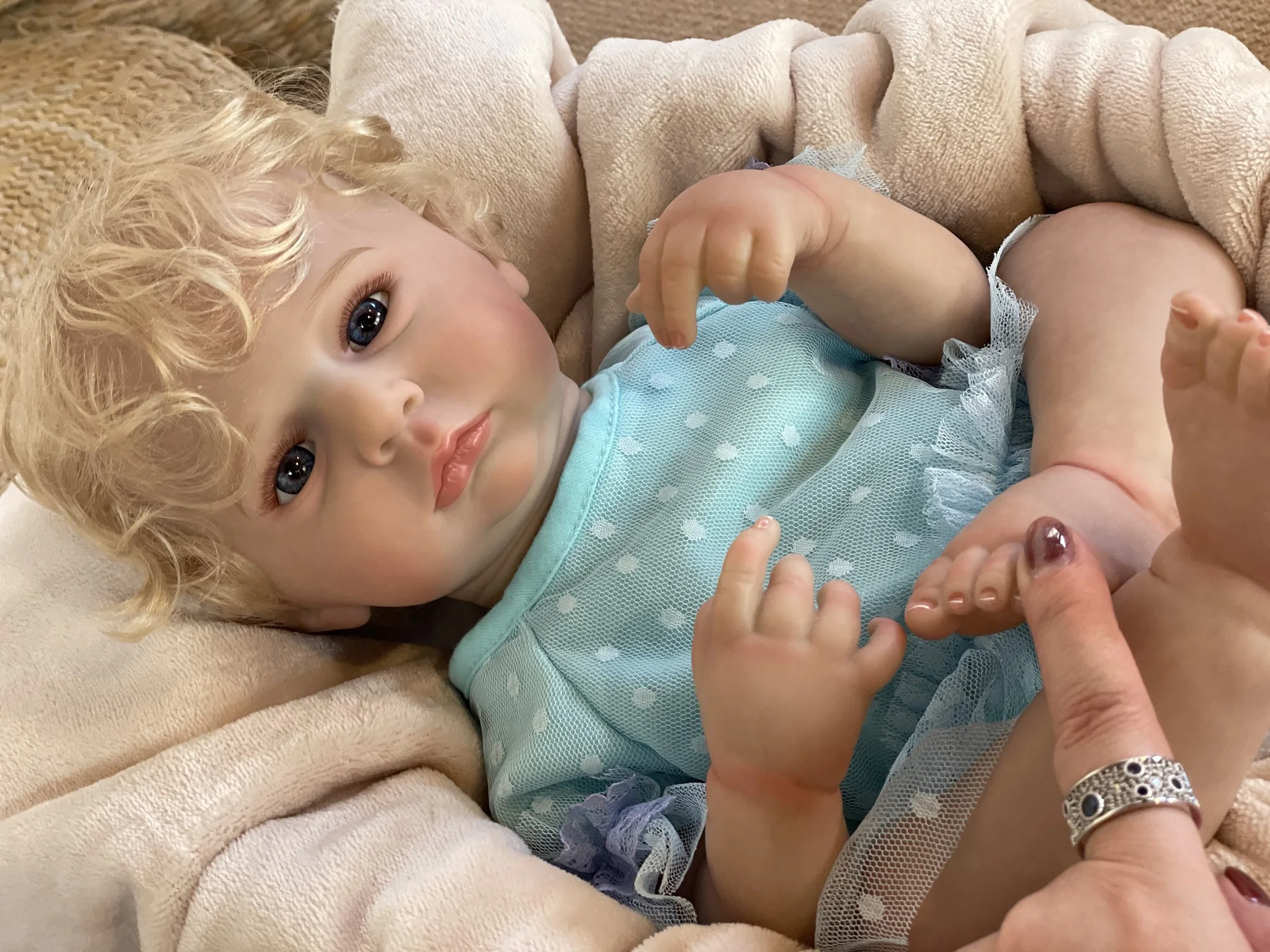 Cameron Bebe Reborn Girl con cuerpo completo, vinilo pintado a mano, piel Visible, venas, piel realista, muñecas con cabello enraizado, 18-20