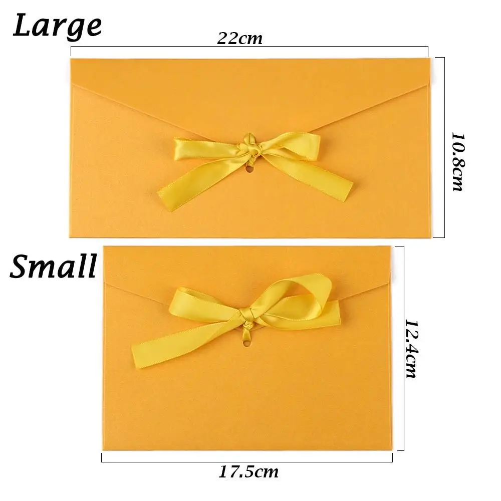 10PCS/Set Pearlescent Paper Bow Envelope Thicken Ribbon Retro Creative Color Stationery Greeting Card Bags Wedding Invited Gift