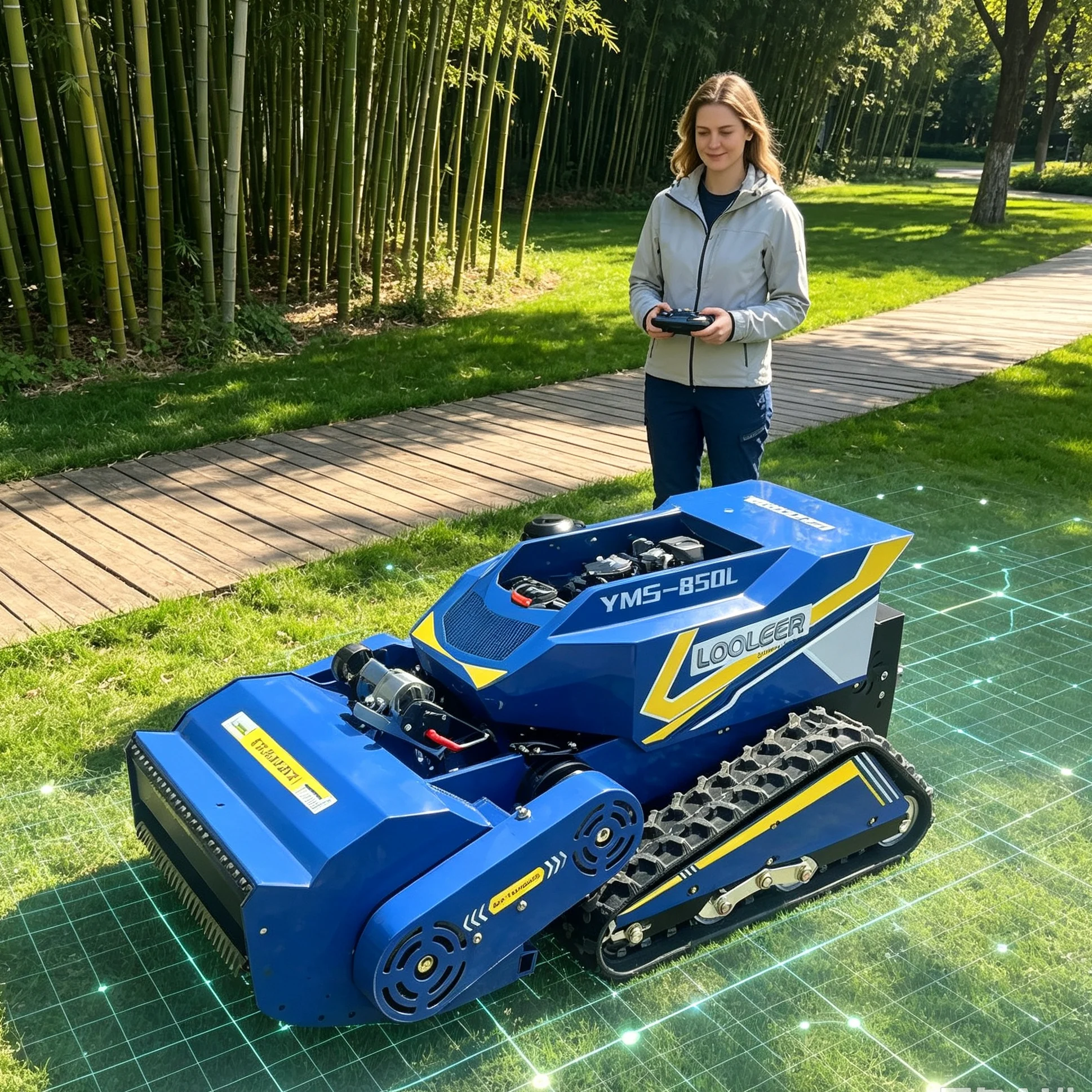 Customized Large Animal Husbandry Grass Plot 1000SM Tracked Intelligent Lawn Mower, Deep Blue Color, Upgradeable Industrial‑Grad