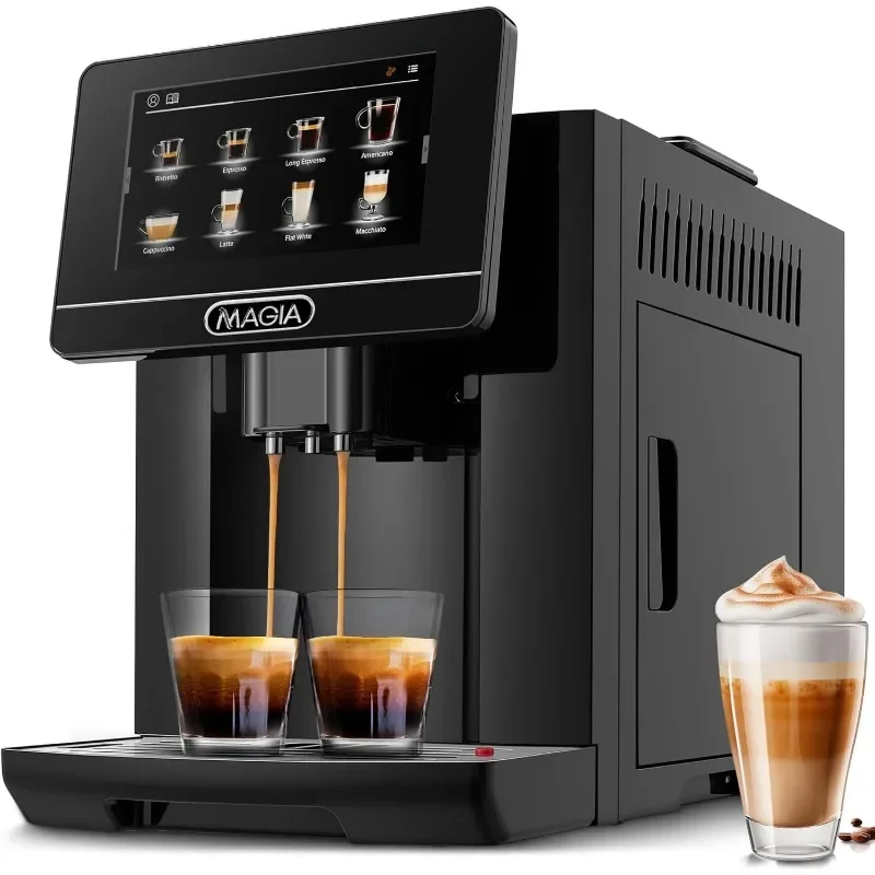 

Super Automatic Coffee Espresso Machine - Durable With Grinder Maker Easy To Use 7” Touch Screen, 19 Recipes