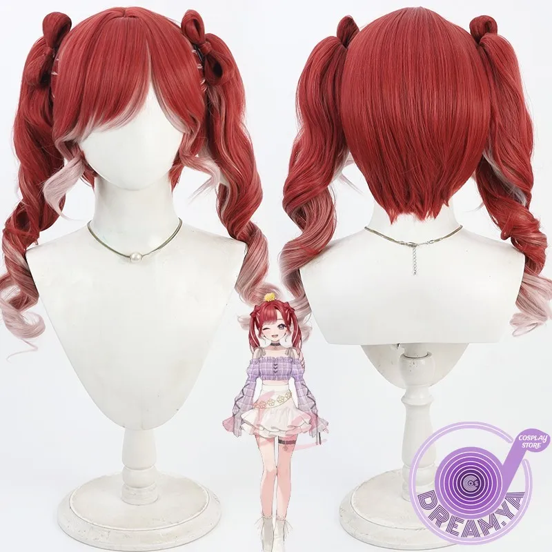 

Парик для косплея Saotome Berry, красный, розовый, вьющийся, косичка, термостойкие синтетические волосы, ролевая игра, Хэллоуин, карнавал + шапочка для парика