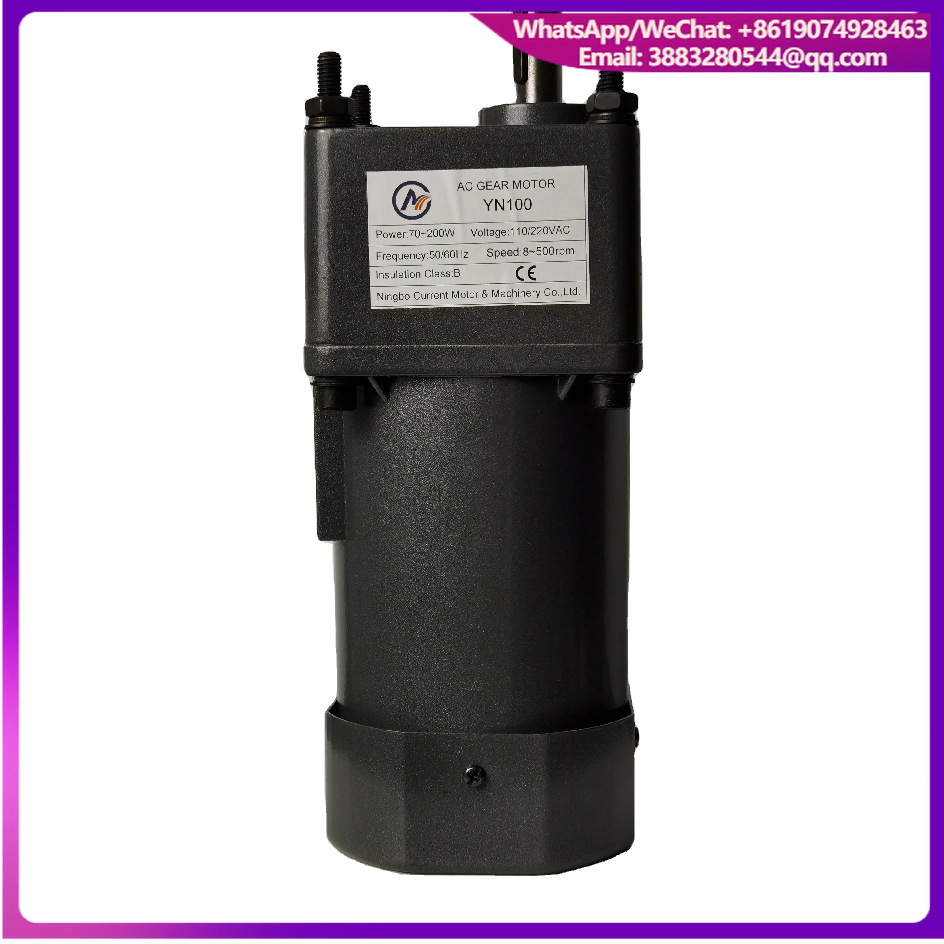 High Torque Low Rpm YN100 70/120/140W Micro Gear Ac Motor Single Or Three Phase