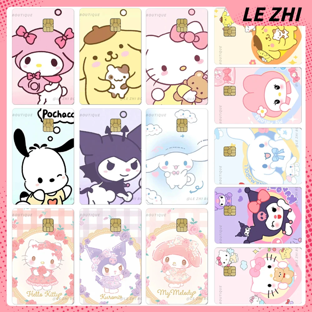 

Cartoon Cute Sanrio Hello Kitty Kuromi Cinnamoroll Waterproof Credit Debit Card Sticker Hello Kitty My Melody Bank Bus Sticker
