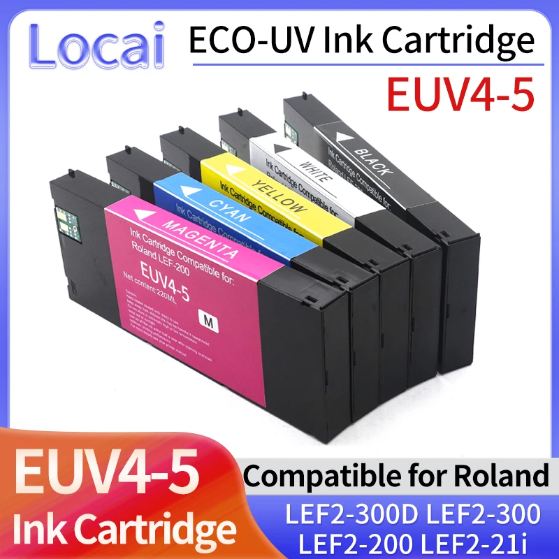 220ML ECO-UV EUV4-5 Ink Cartridge UV Ink For Roland LEF2-300D LEF2-300 LEF2-200 LEF2-21i Printer UV Cartridges