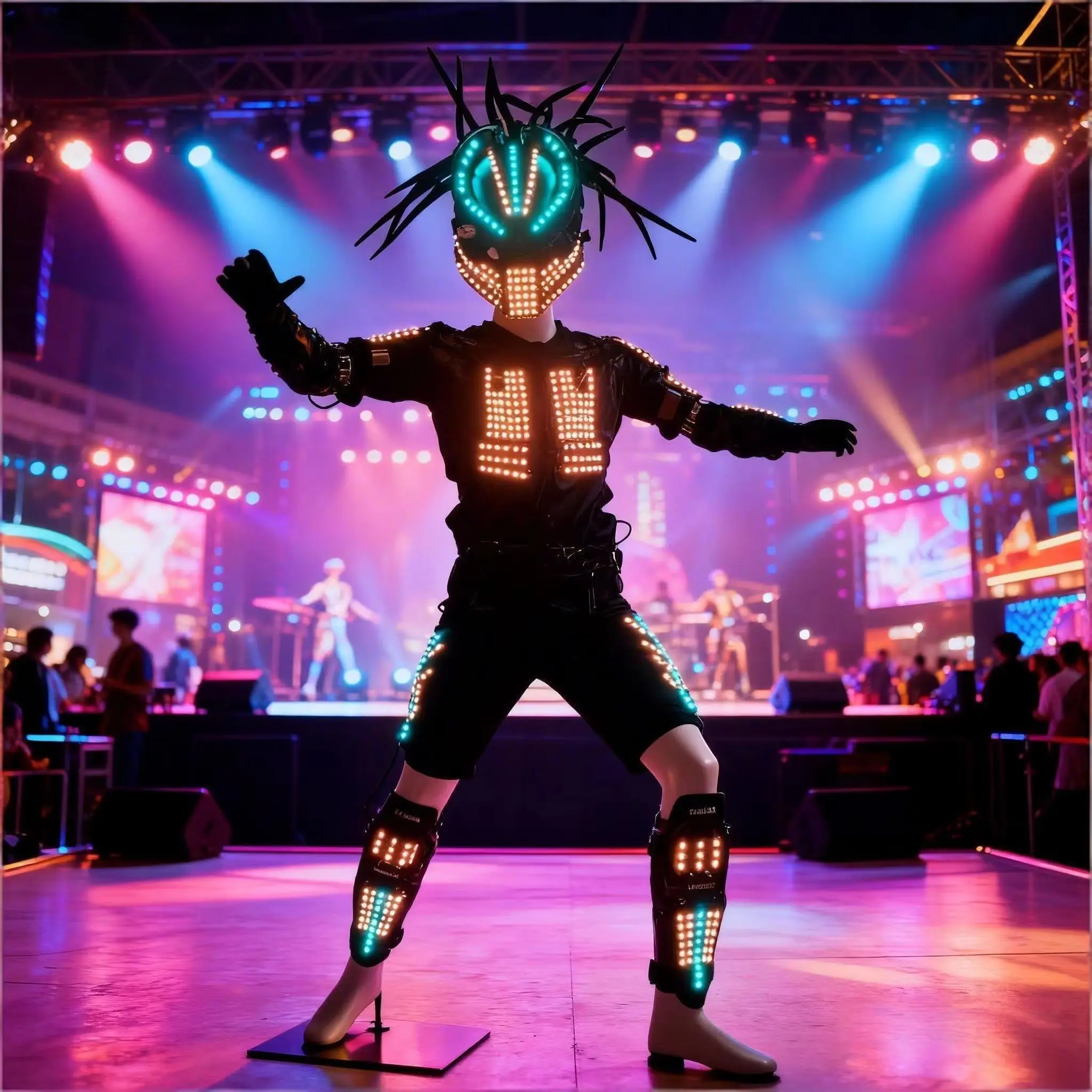 

LED Flashing Robot Costume Luminous Armor Light Show Helmet for Men Stage Performance Nightclub Bar Dance Accessory New