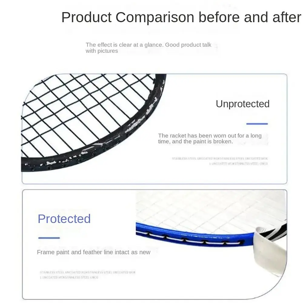 Zelfklevende Badminton Racket Hoofdbescherming Anti-Wrijving Badminton Accessoires Racket Frame Protector Racket Lijn Bescherming