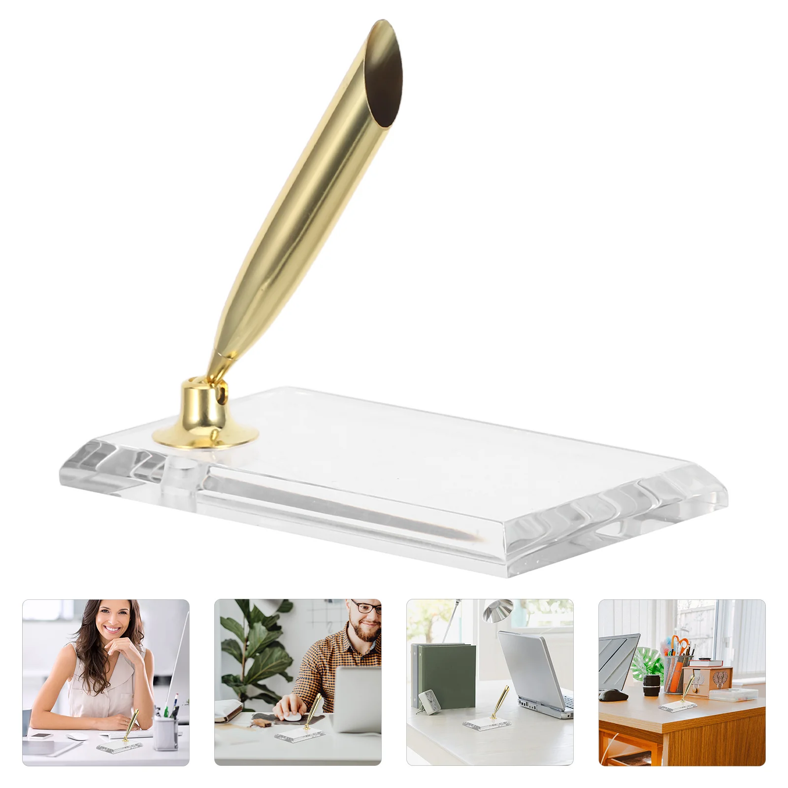 

Modern Desk Pen Holder Acrylic Base Single Pen Stand for Office Home Workspace Tidy Storage Solution Decorative Writing