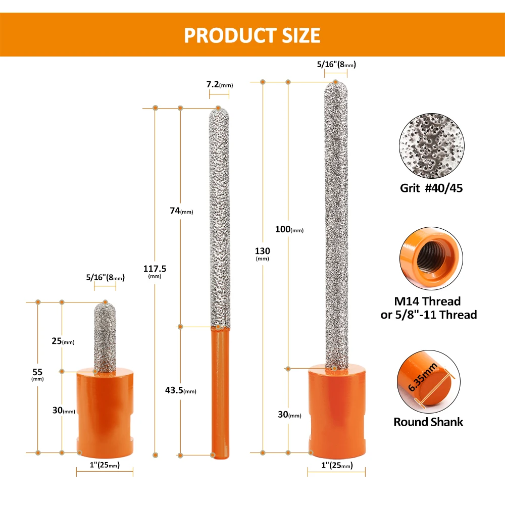 BGTEC 1pc Milling Bits M14 Thread For Removing Mortar Masonry Brick Marble Ceramic Tile Porcelain Angle Grinder Diameter 7.2/8mm