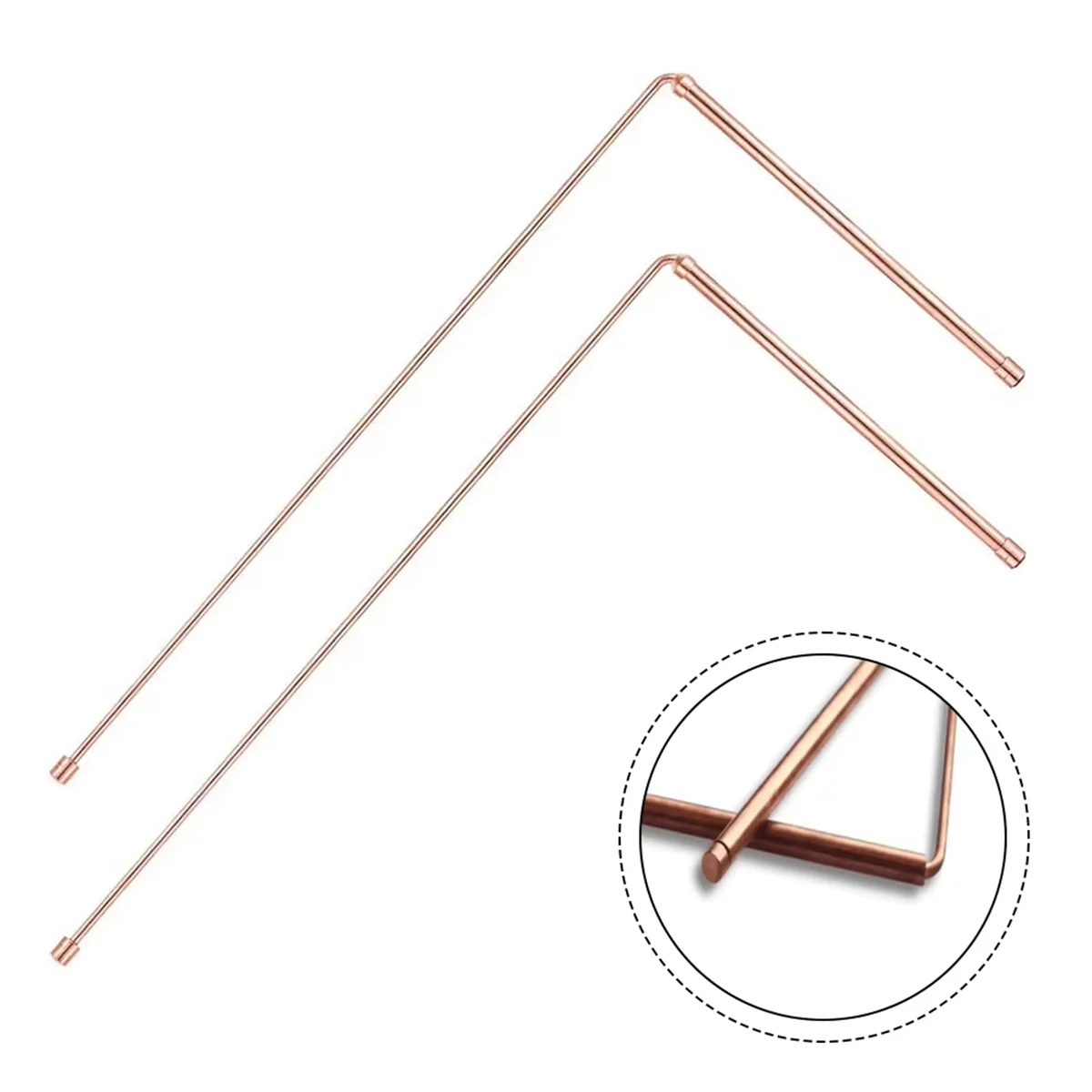 A002 2pcs 99.9% Copper Probe Rod Metal Detector Rod Divining Dowsing Rods for Water Treasure Gold Lost Items Finding Tools