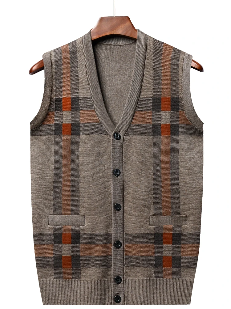

Thiened Svel Open Cardigan Sweater Vest for Middle-Aged And ly Men Spring Autumn Winter Faion Urban Sle V-Ne