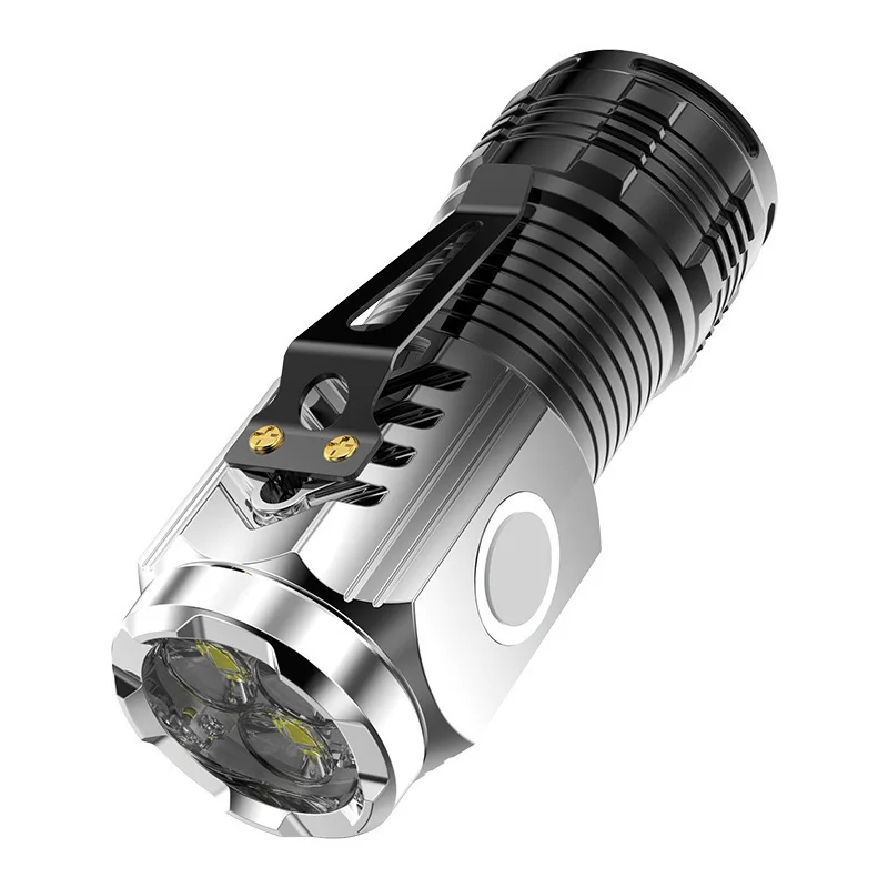 ZK30 Mini Flashlight Super Portable Magnetic Attraction Led Three-eyed Monster Chargeable Portable Lighting Flashlight