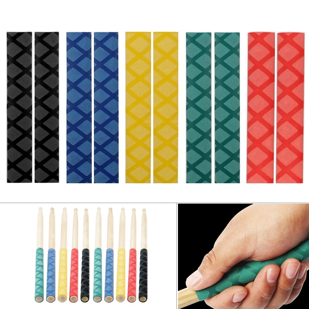 1 Pair Anti Slip Heat Shrink Tubing Drumsticks Sleeve Cover, Anti Release Drum Stick Covers 5 Colors Optional