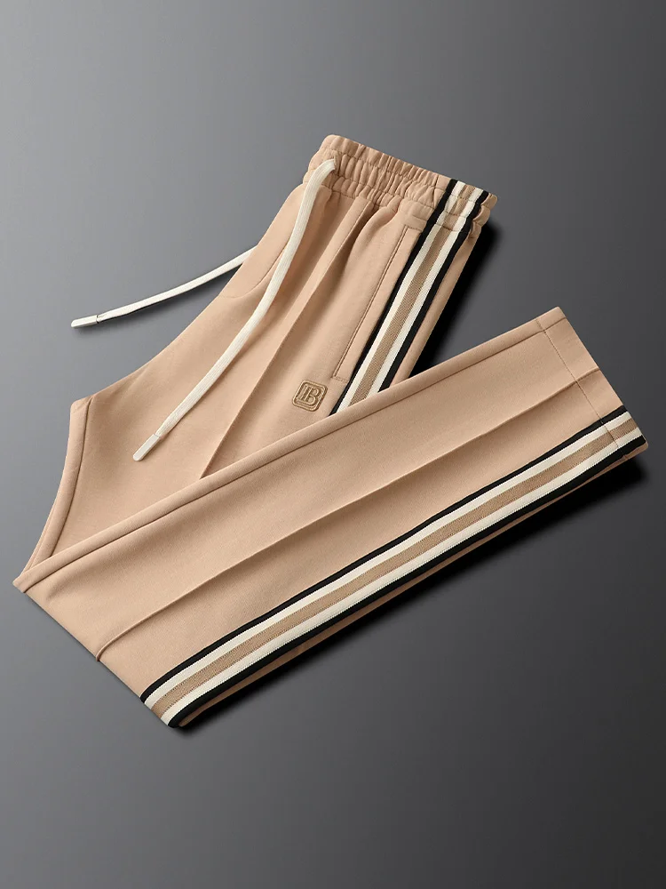 

Облегающие повседневные спортивные брюки, мужские прямые брюки в полоску по бокам, осенние новые маленькие прямые брюки, модные молодежные брюки