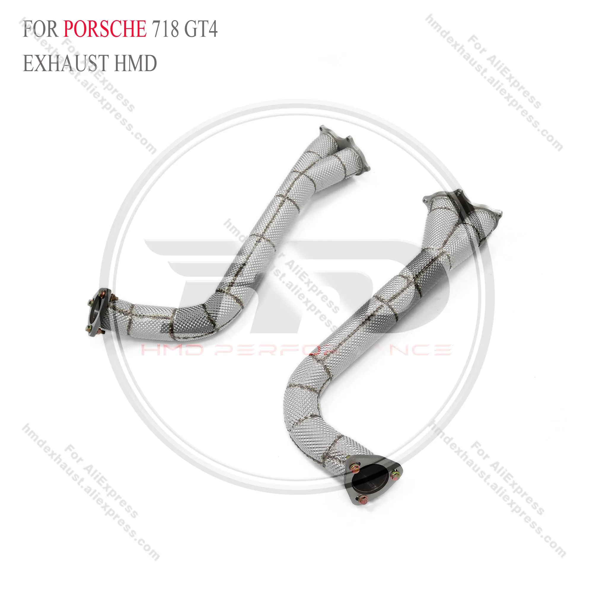 

HMD Exhaust System High Flow Performance Downpipe for Porsche 718 GT4 4.0T 2020+ Heat Shield Racing Pipe without catalysis