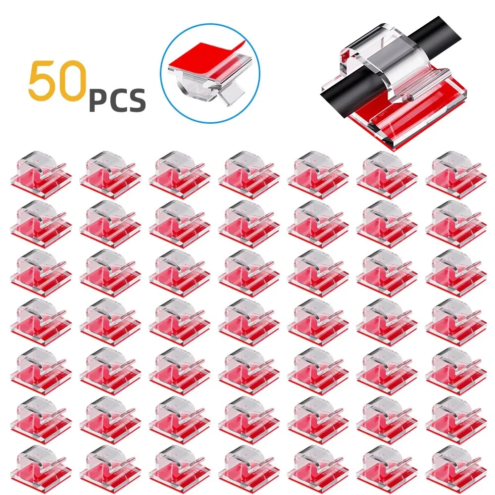 10/20/50PCS Cable Organizer Clips Wire Winder Holder Protector USB Cable Management Adhesive Hooks Desk Clamp For Home Office