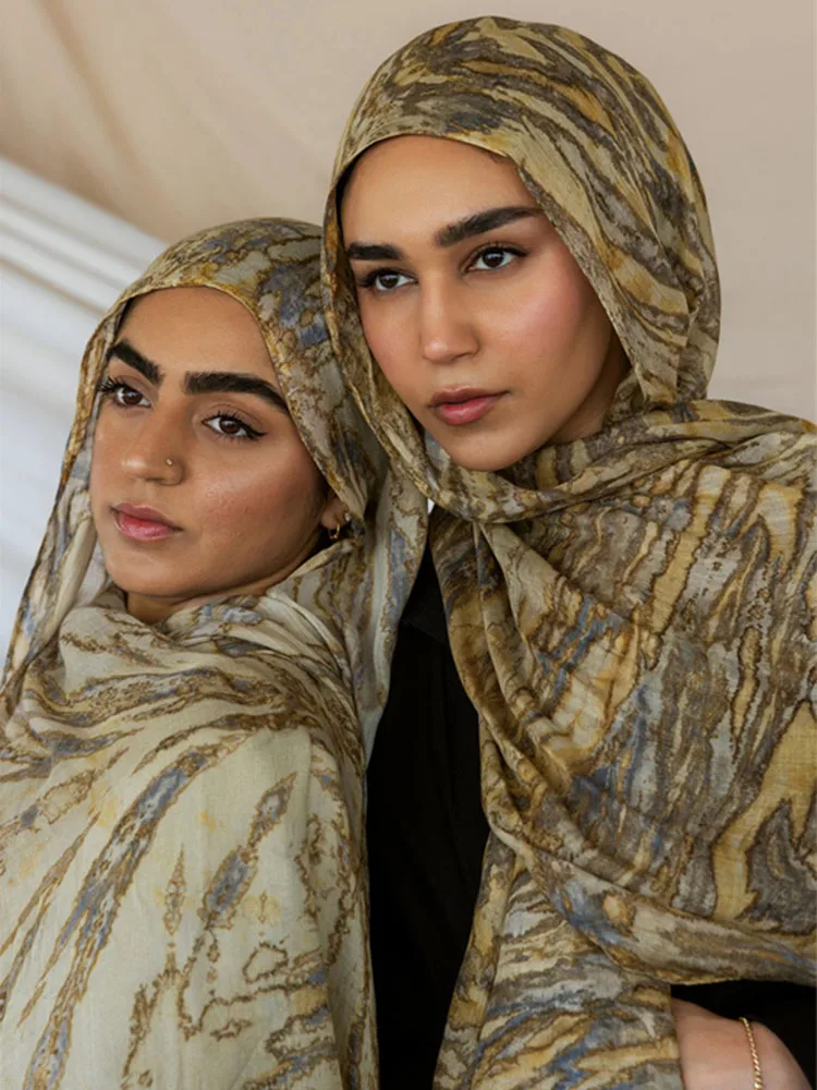 Ramadan Muslim Hijabs Women Solid Gradient Scarves Shawl Luxury Eid Watercolour Hijab Wrap Islam Turban Female Headscarf view 4