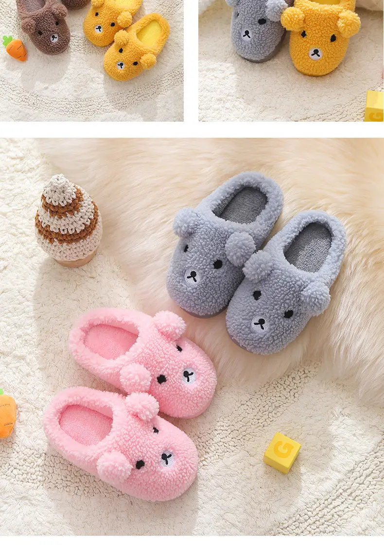 2026 Kinder-Hausschuhe Niedliche Flauschige Winter-Innenschuhe für Zuhause Warme Bequeme Cartoon-Plüsch-Bodenschuhe für Damen – Detail 17