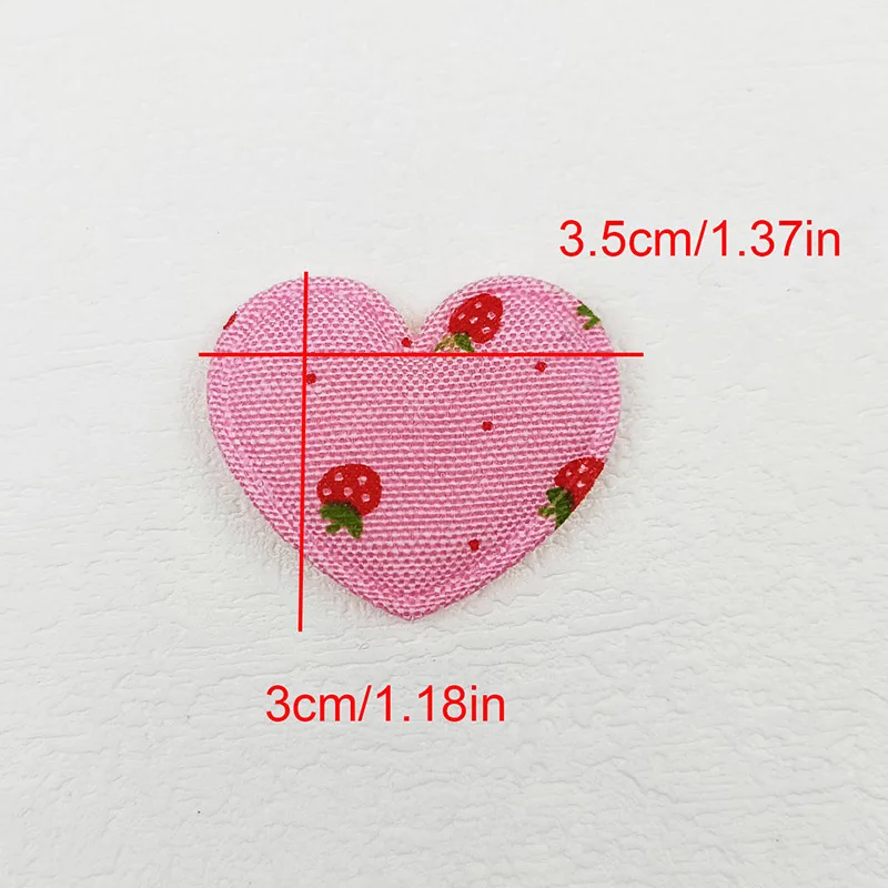 Adorabile Applique imbottita a cuore alla fragola, accessori per fascia per bambini, scarpe, toppe decorative per cappelli, 60 pezzi