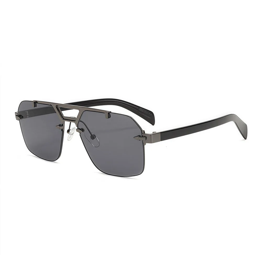 Luxury Retro Leopard Print Gradient Double Bridge Rectangular Women Sunglasses Personality Frameless Design Men Sunglasses UV400