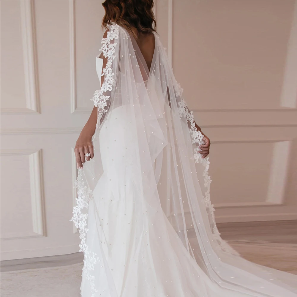 Bride lace shawl gauze artificial pearl embellishment lace bride accessories shawl cape Women accessories Party banquet  VPG03