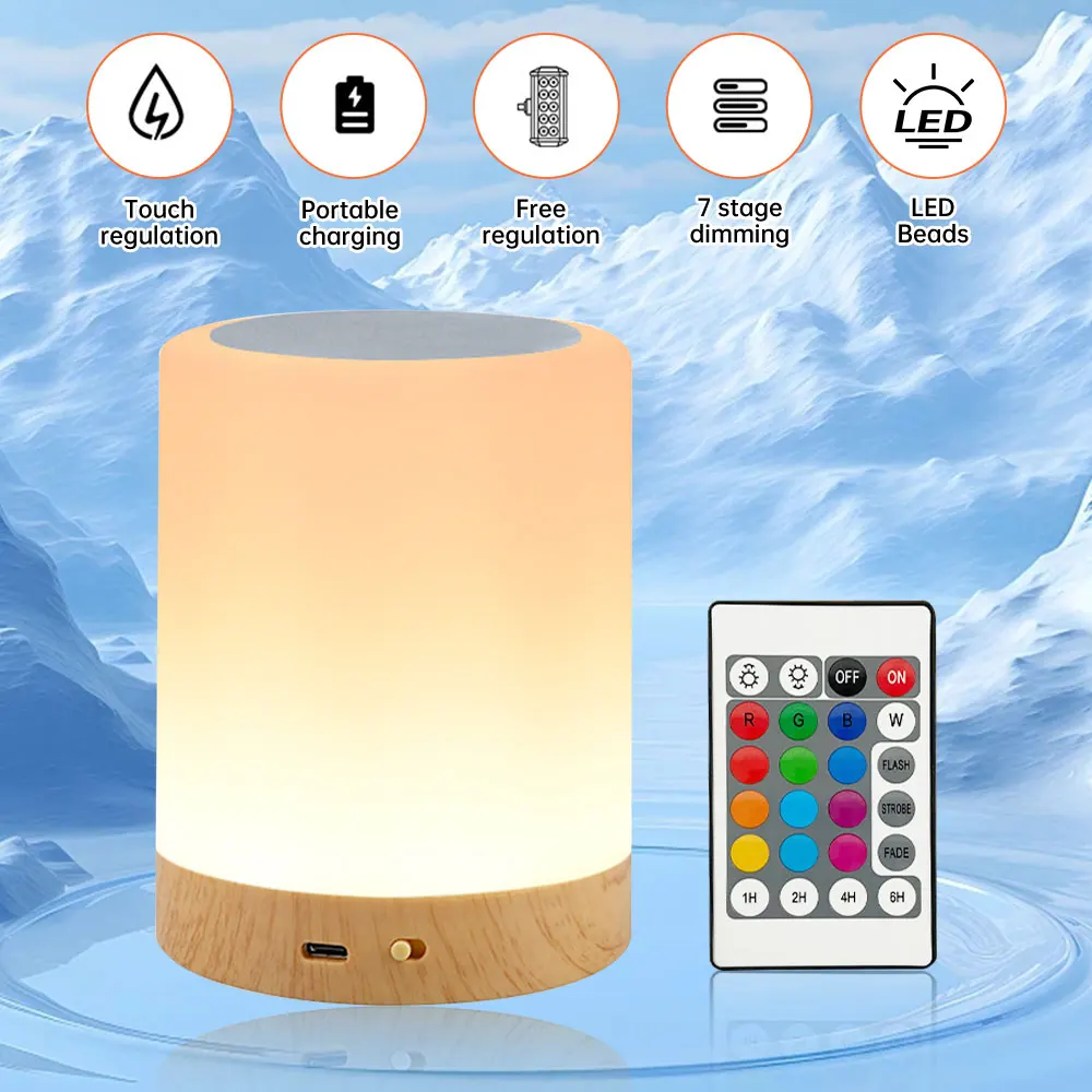 Lampe de chevet LED aste sans fil avec télécommande, veilleuse à intensité variable, protection des yeux, lampe de pépinière pour chambre d'enfant