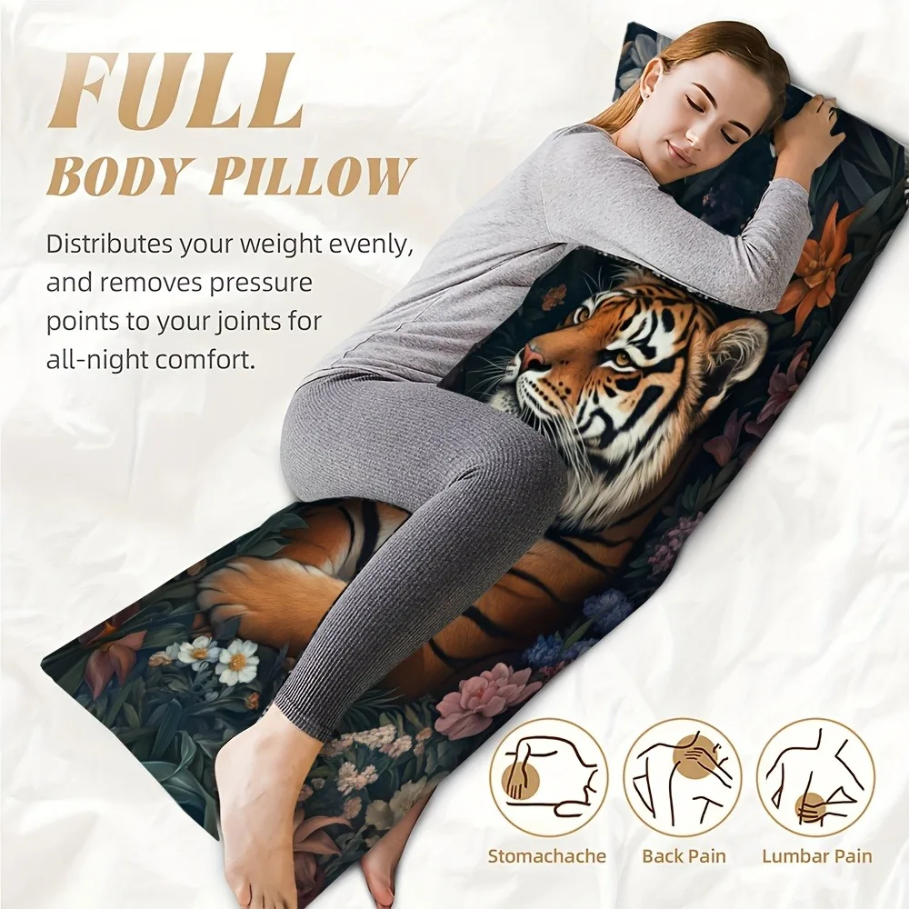 Reversible Forest Animals and Birds Pattern Long Pillowcase 20x54 Inches / 50x137cm - Modern Style, Double-sided Printed Design,