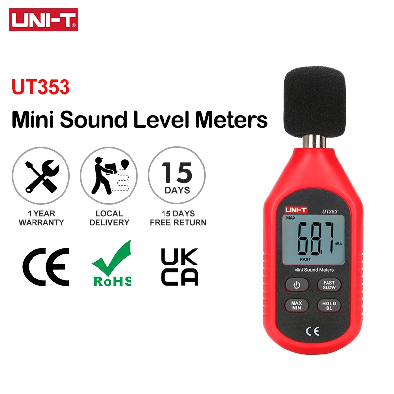 UNI-T UT353 Noise Measuring Instrument db Meter 30~130dB Mini Audio Sound Level Meter Decibel Monitor