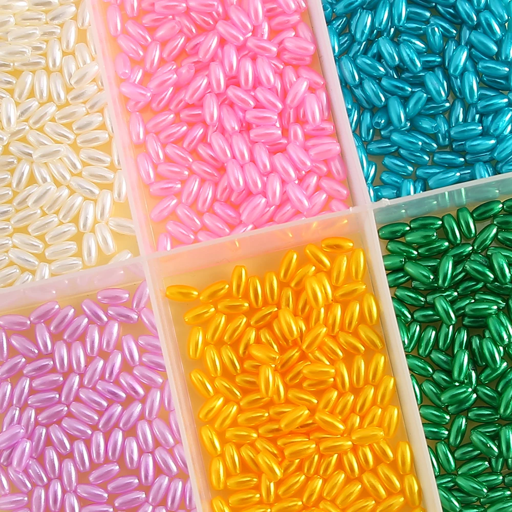 200 Stück 4x8mm Zufallsfarbene Ovale Rocailles Acryl Regenbogen Zwischenperlen Lose Perlen für DIY Schmuckherstellung Armbänder Halsketten – Detail 1