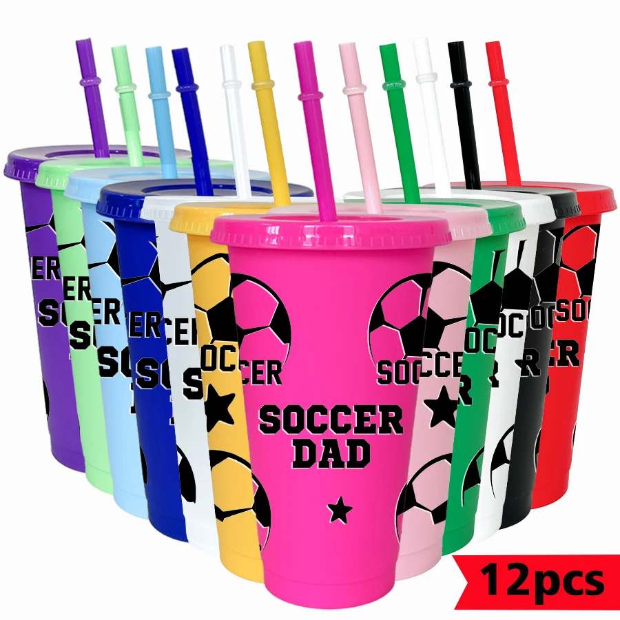 12pcs-set-football-star-pattern-26oz-colored-plastic-party-cold-cup-for-birthday-back-to-school-gift-gameday-drinkware