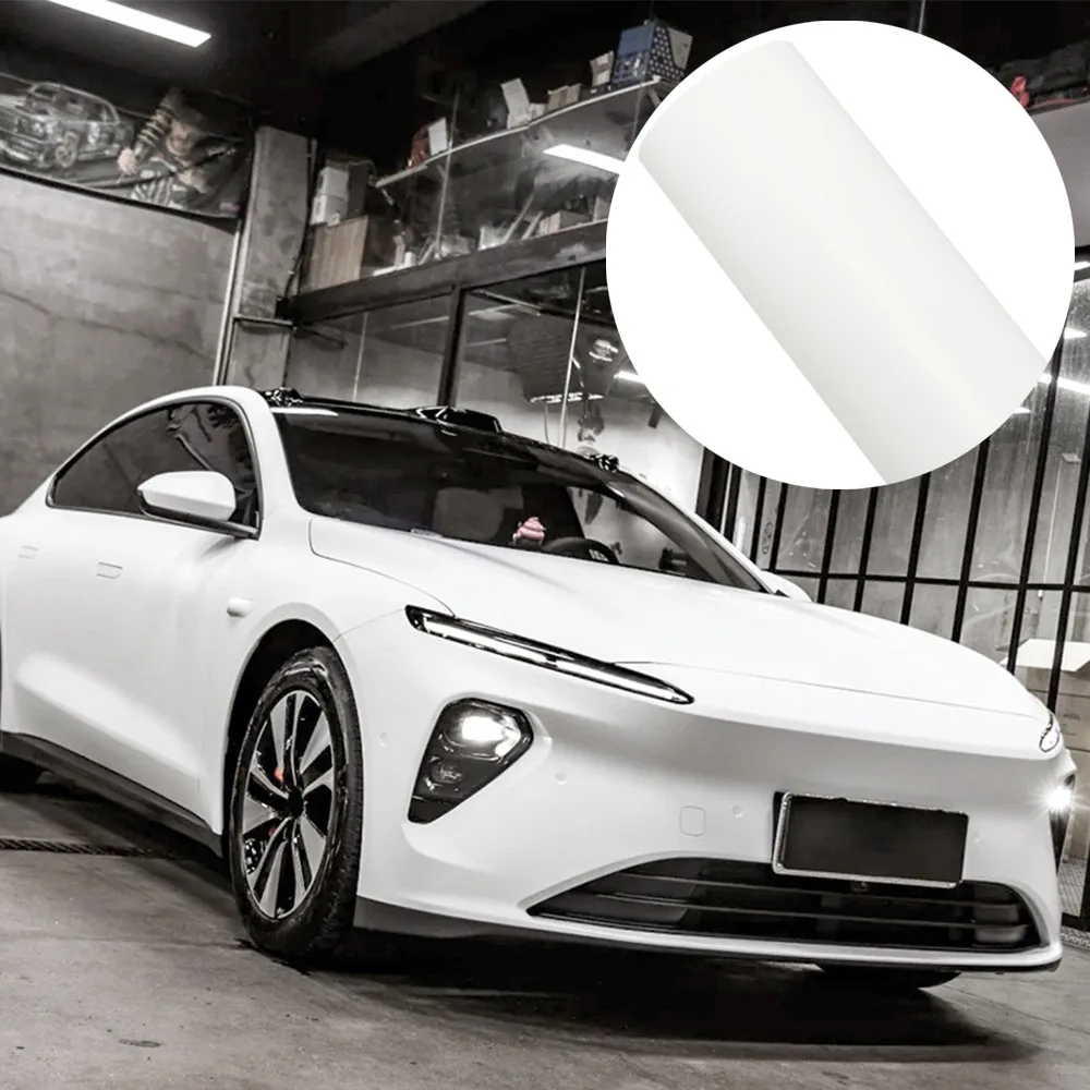 Matte White PVC Car Vinyl Wrap Film Air Bubble Free Self Adhesive Waterproof Color Change Sticker Auto Body Decal Accessories