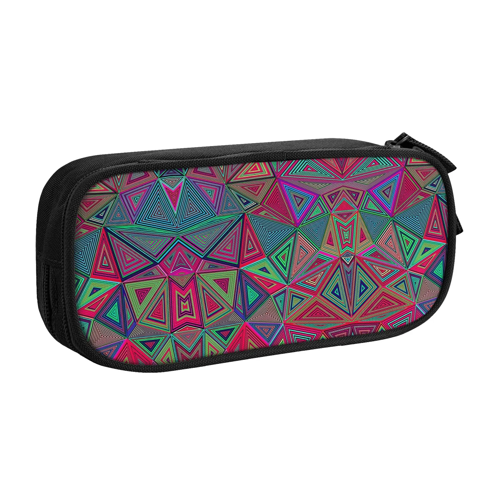 1 piece Lightweight Abstract Geometric Triangles Pattern Pencil Case Teen Pen Bag Back To School Office Pencil Pouch