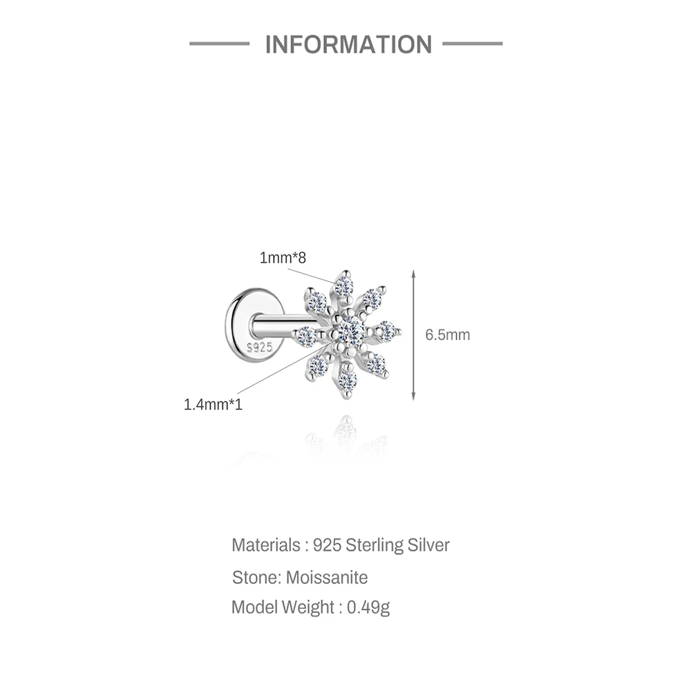 Aide Moissanit-Diamant-Ohrstecker für Damen, originales 925er-Sterlingsilber, Schraubverschluss, Damen-Moissanit-Ohrring mit flacher Rückseite, Juwel