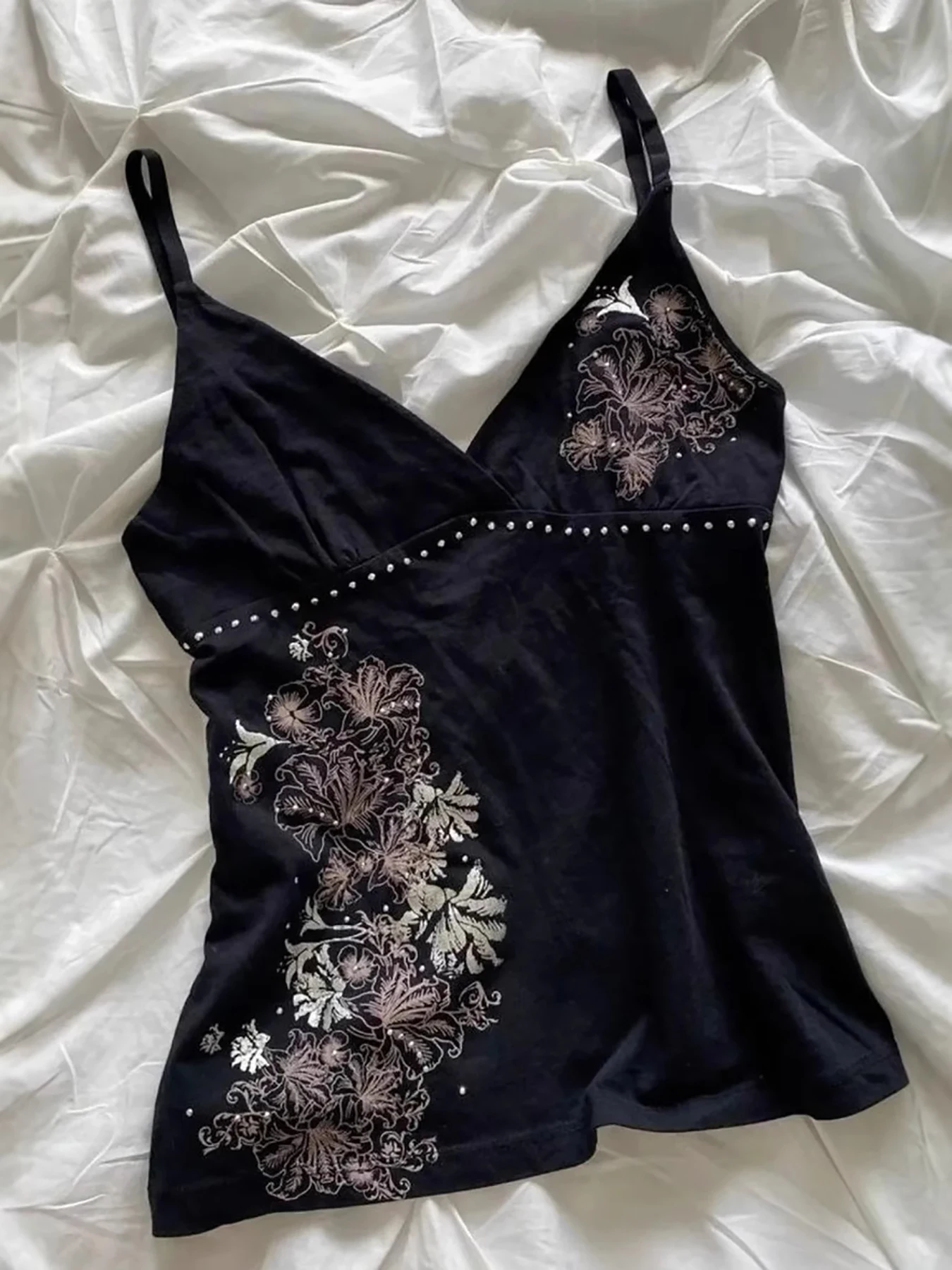 Nuevo estilo elegante, chaleco sin mangas con estampado floral retro, corte ajustado y efecto adelgazante, con tirantes cruzados en el pecho.