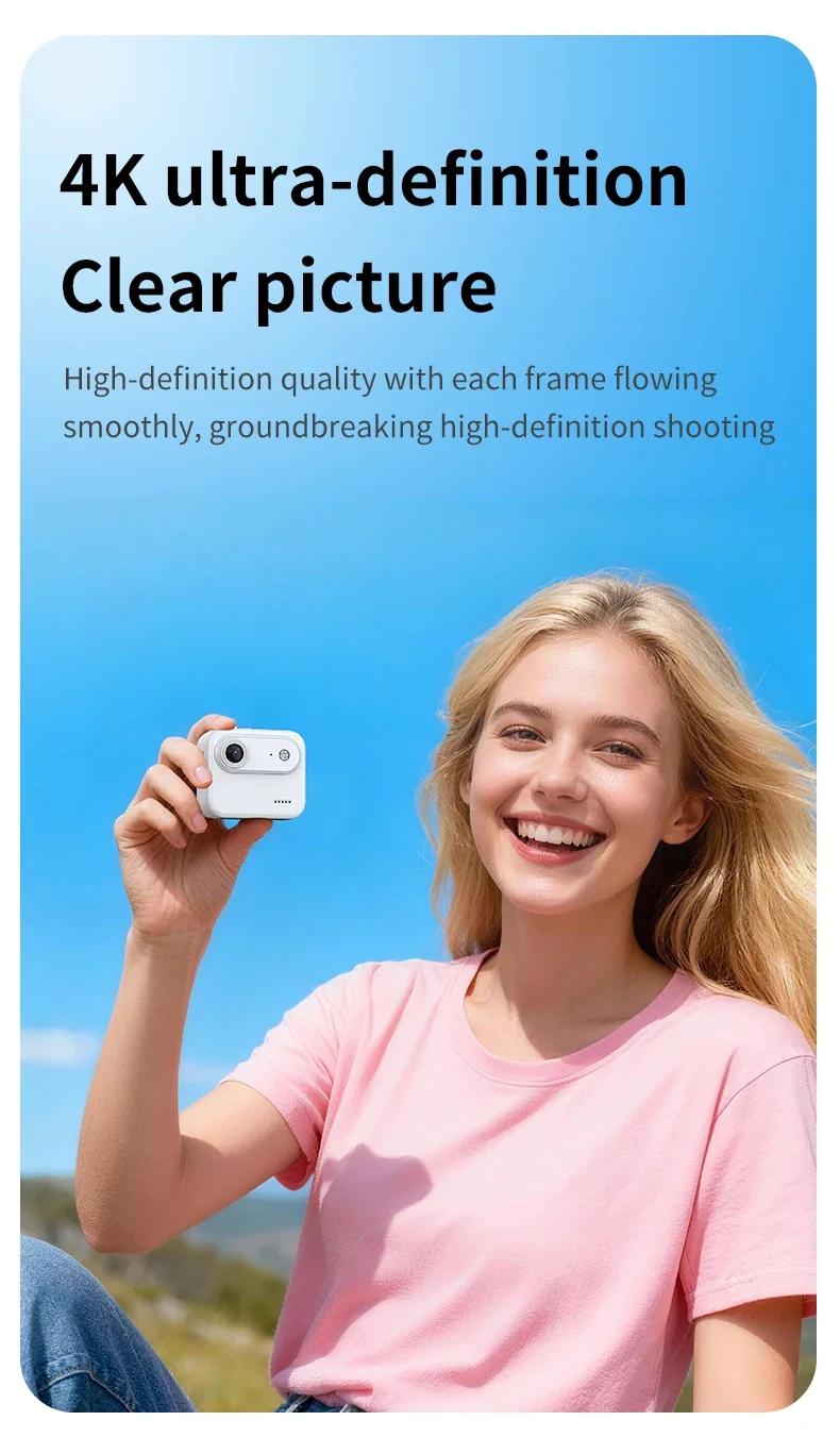 Action Camera Recorder Flip Screen 4K HD Ultra Clear Recording VLOG Anti Shake 143 ° Wide-angle Helmet Outdoor Mini Cam