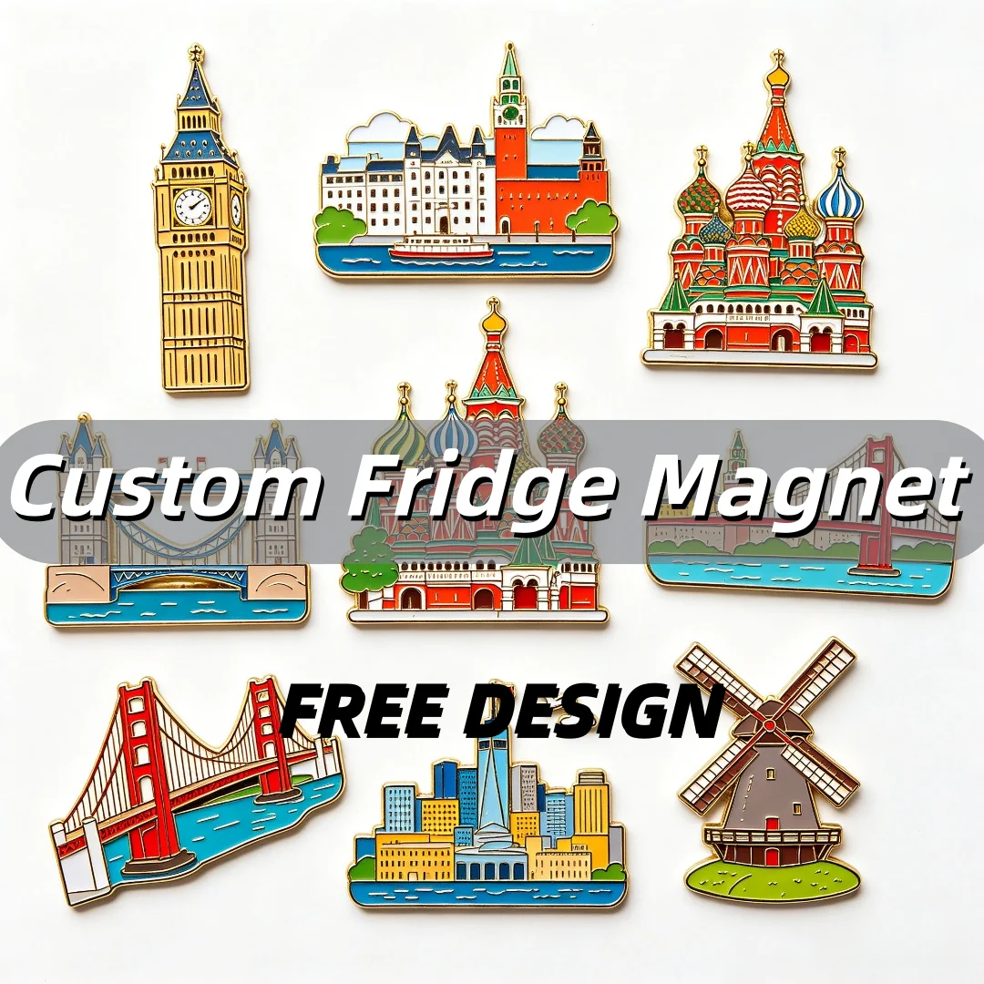 Custom Enamel Fridge Magnet World Famous Landmark Travel Souvenir Refrigerator Magnets No MOQ Custom