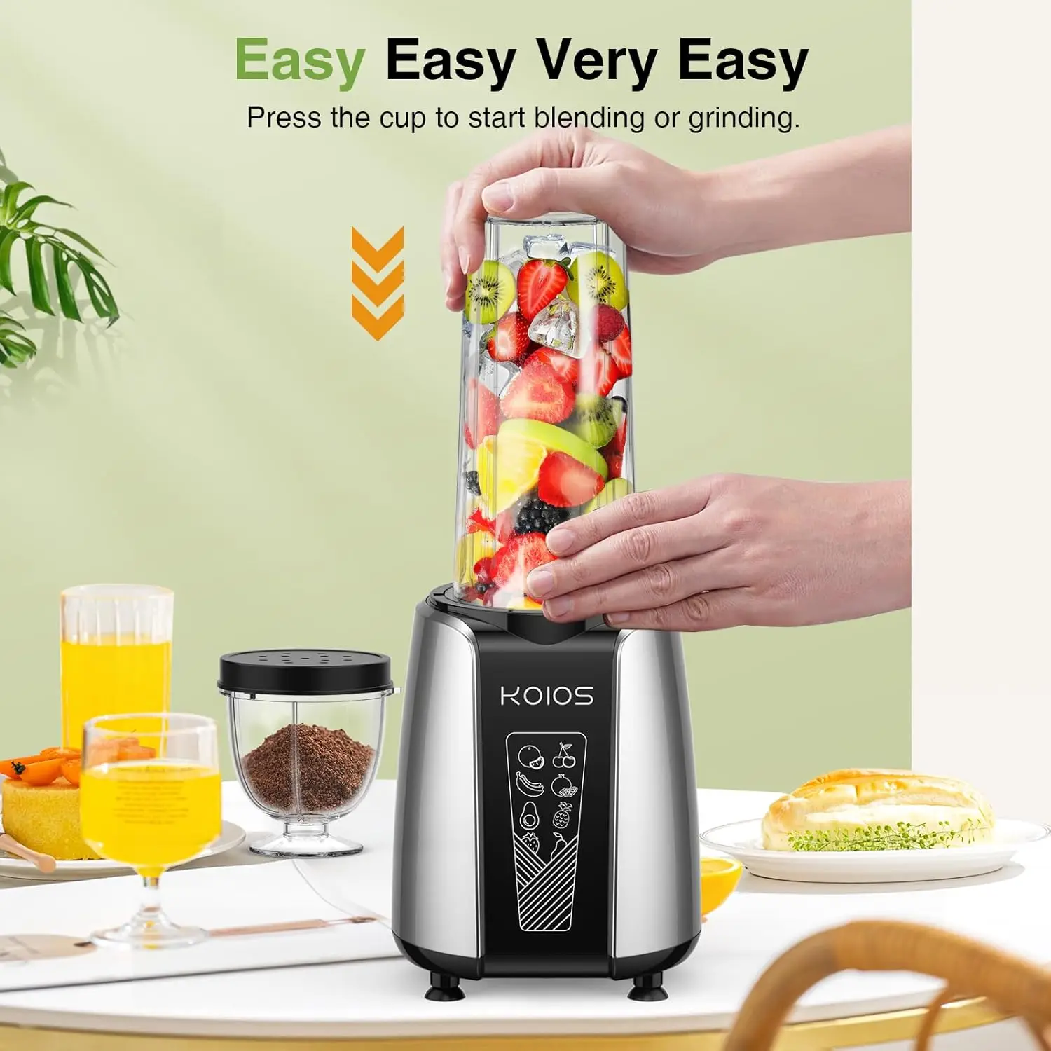 Smoothie Blender, Max 1000w Personal Blender for Shakes and Smoothies, 12Pcs Coffee Grinder and Countertop Blenders Combo